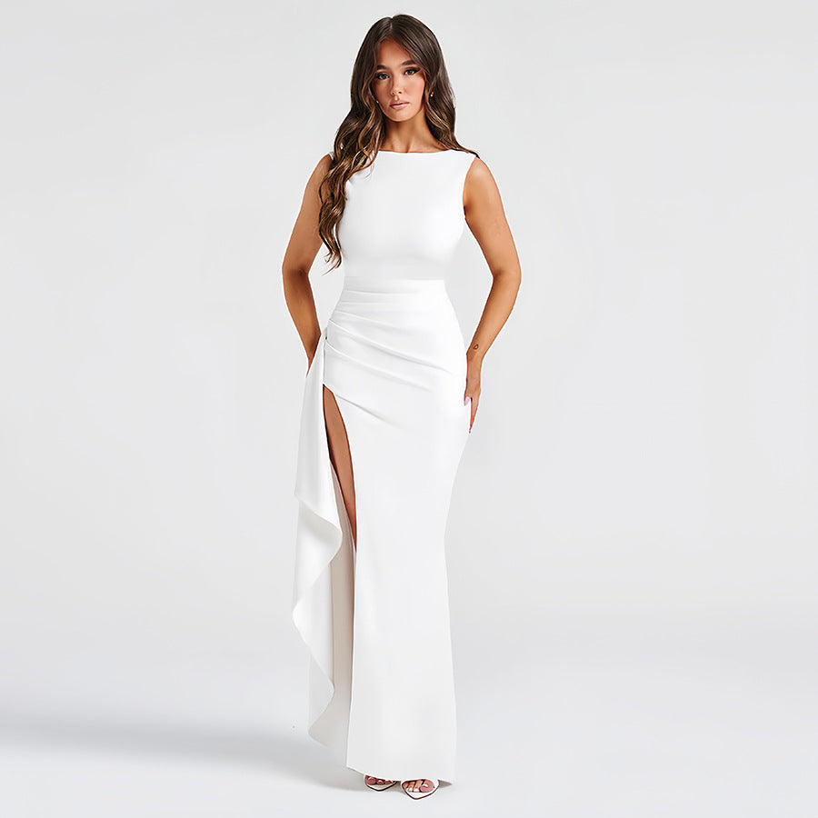 Vestido Longo com Abertura Lateral e Costas Nuas - Veron&Co