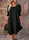 Vestido em Algodão e Linho com Inspiração Vintage e Corte Evasê - Veron&Co
