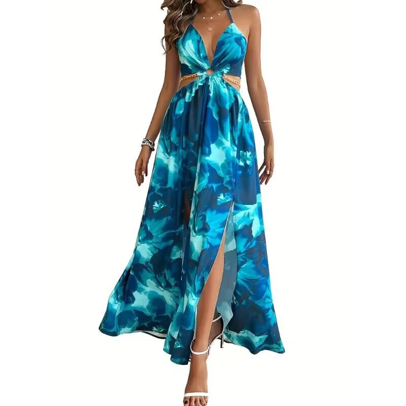 Vestido Longo com Estampado Floral e Costas Nuas - Veron&Co