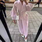Long Coat with Puff Sleeves and Lapels
