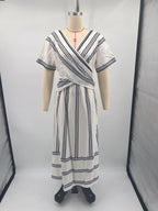 Vestido Longo com Pregas e Decote em V - Veron&Co