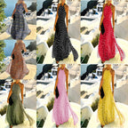 Vestido Longo com Estampado e Pregas - Veron&Co