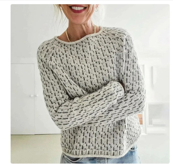 Two-Tone Round-Neck Sweater