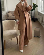 Long Coat with Puff Sleeves and Lapels