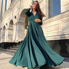 Vestido com Pregas e Manga Comprida - Veron&Co