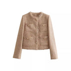 Short Wool Jacket with Metal Buttons