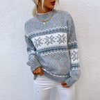 Mock-Neck Sweater with Snowflake Pattern