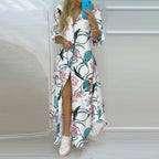 Vestido Longo com Estampado e Abertura Lateral - Veron&Co