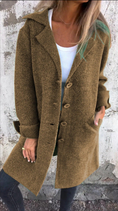 Midi Coat with Lapels and Pockets