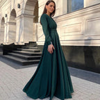 Vestido com Pregas e Manga Comprida - Veron&Co