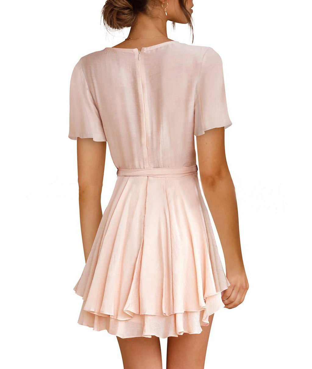 Vestido com Folhos e Decote em V - Veron&Co
