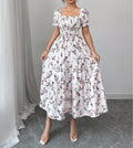 Vestido Longo com Estampado e Corte Evasê - Veron&Co