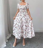 Vestido Longo com Estampado e Corte Evasê - Veron&Co