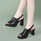 Pointed-Toe Sandals with Block Heels