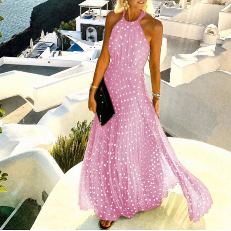 Vestido Longo com Estampado e Pregas - Veron&Co