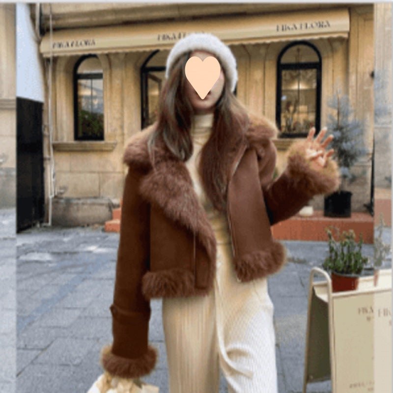 Green Fur Motorcycle Jacket