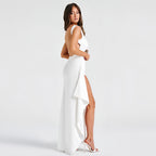 Vestido Longo com Abertura Lateral e Costas Nuas - Veron&Co