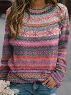 Two-Tone Round-Neck Sweater