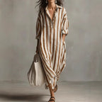 Vestido com Riscas e Corte Camiseiro - Veron&Co