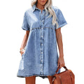 Vestido em Ganga com Gola Lapela - Veron&Co