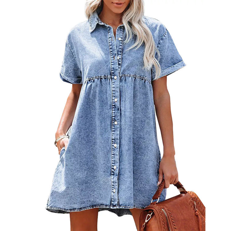 Vestido em Ganga com Gola Lapela - Veron&Co