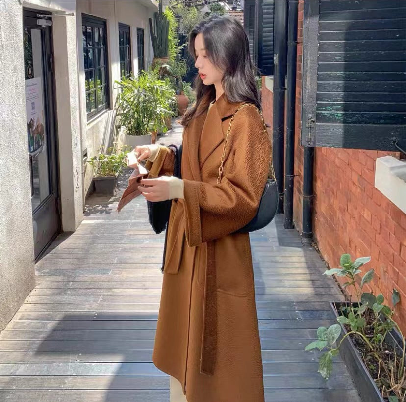 Cashmere Midi Coat with Bow
