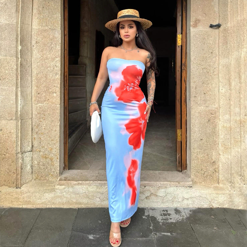 Vestido com Estampado e Abertura Lateral - Veron&Co