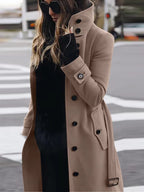 Wool Coat with Buttons and Classic Collar