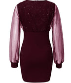 Vestido em Tule com Aplicações Metalizadas e Decote em V - Veron&Co
