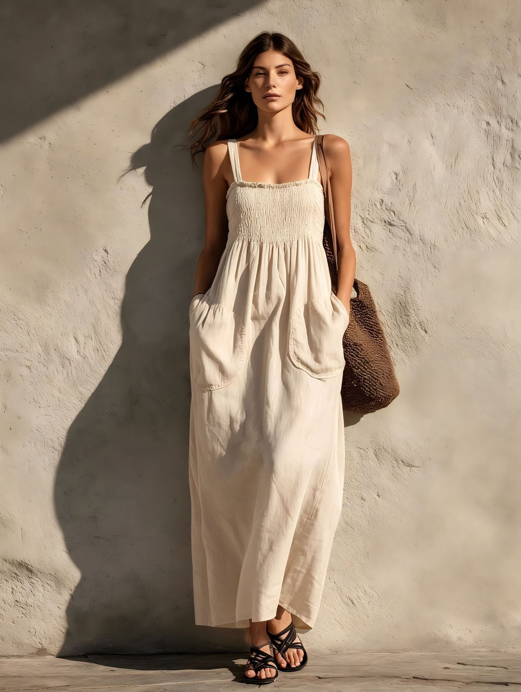 Vestido Longo em Algodão com Alças Finas - Veron&Co