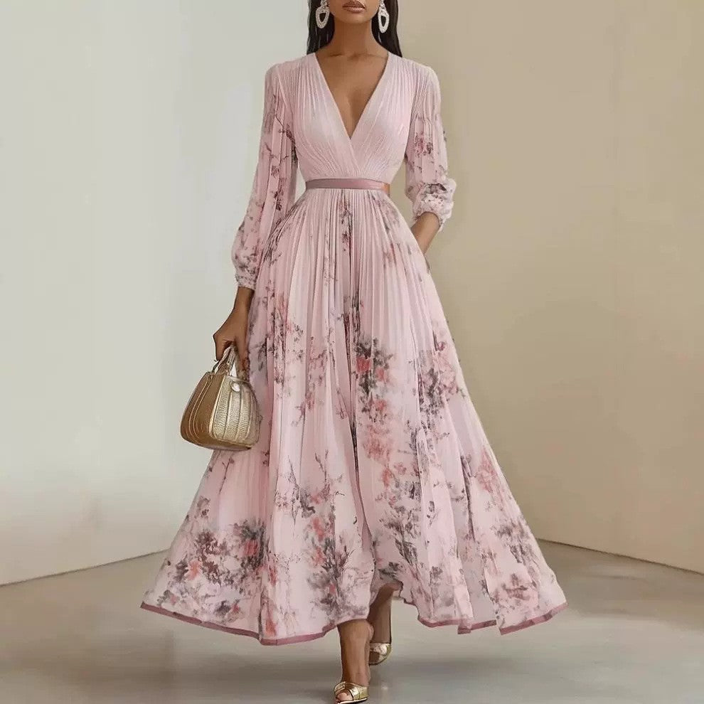 Vestido com Estampado e Decote em V - Veron&Co