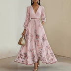 Vestido com Estampado e Decote em V - Veron&Co