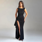 Vestido Longo com Abertura Lateral e Costas Nuas - Veron&Co