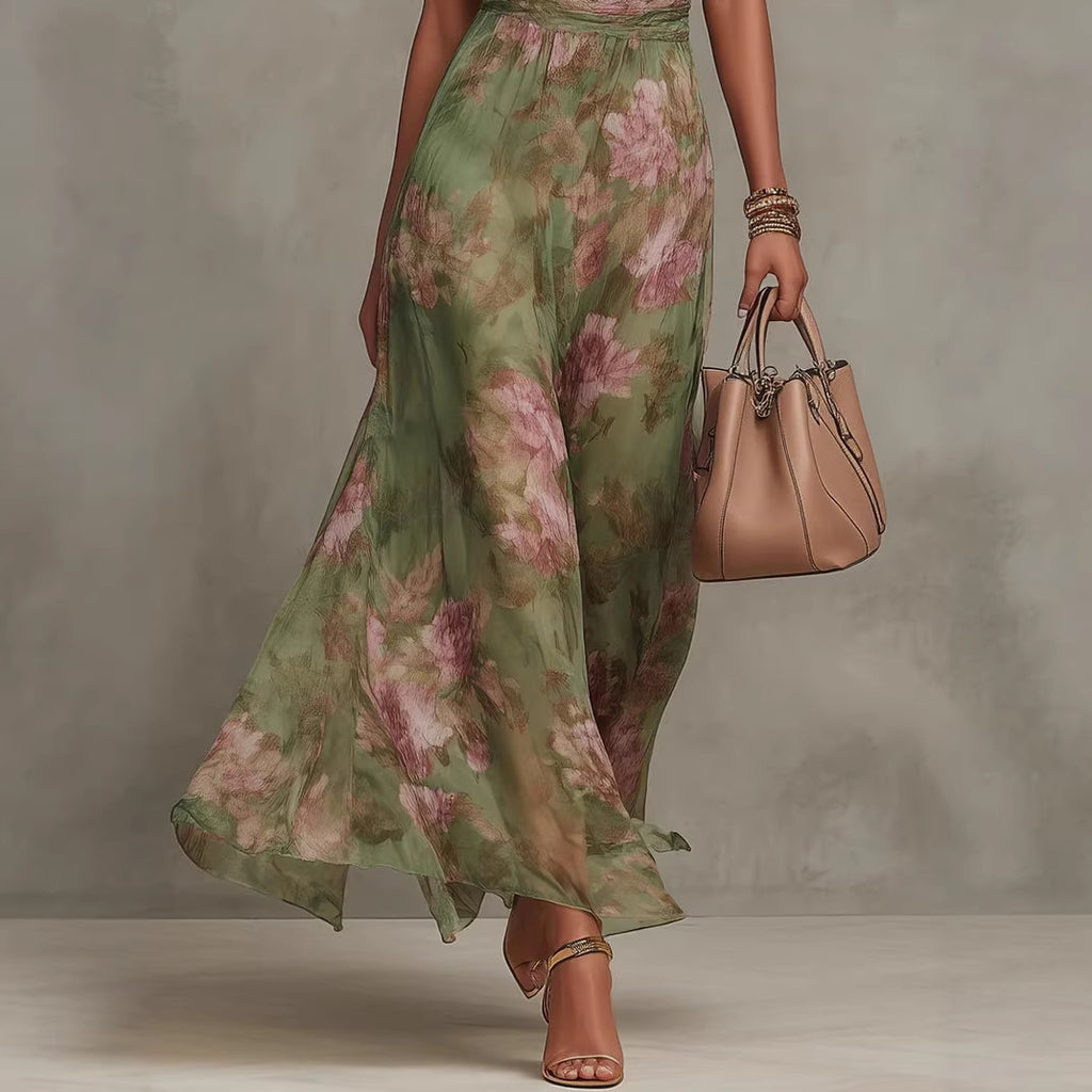 Vestido Longo em Tule com Pregas e Corte Justo - Veron&Co