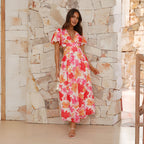 Vestido com Estampado Floral e Corte Evasê - Veron&Co