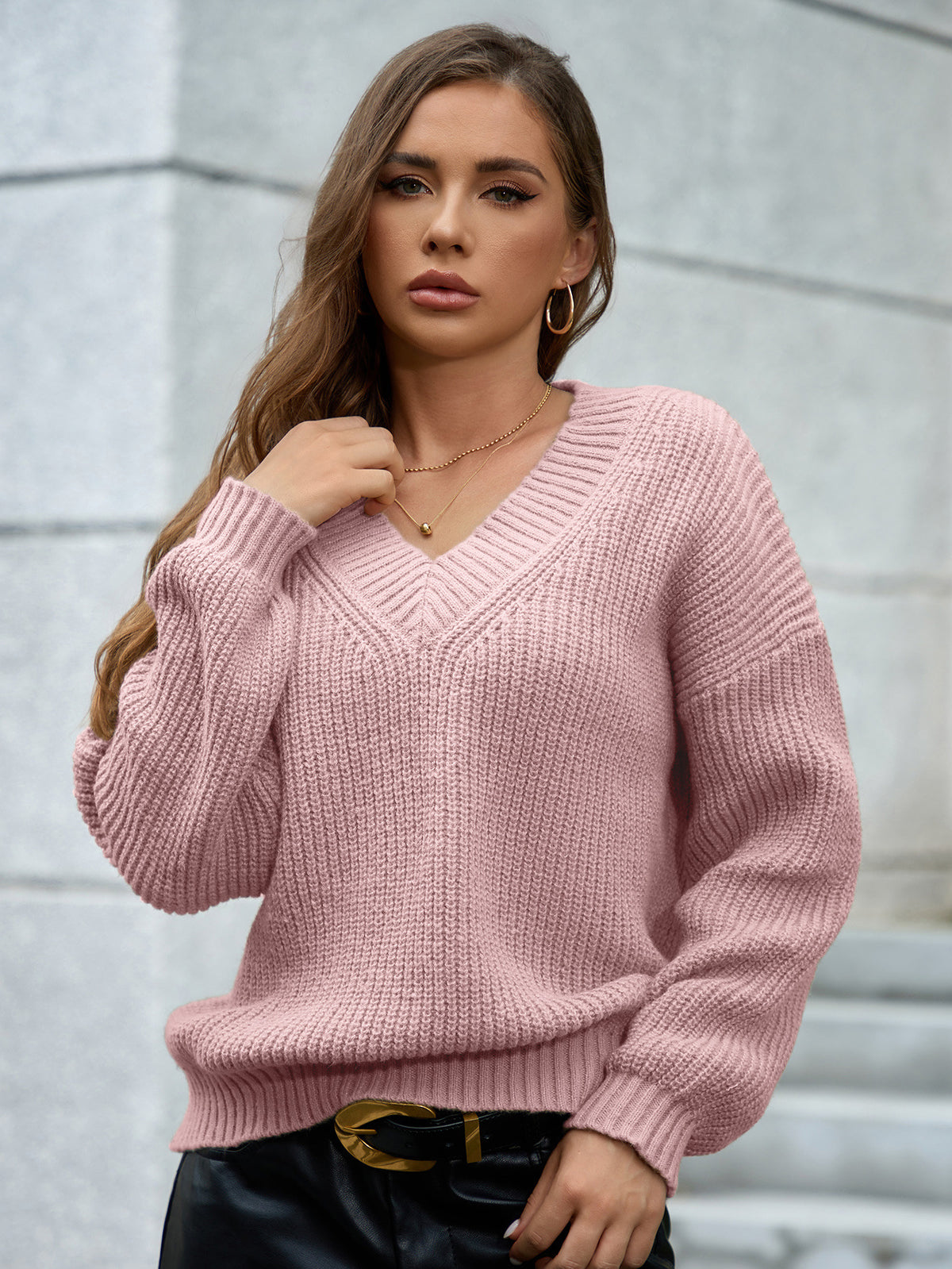 Plain V-Neck Sweater