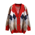 Diamond-Knit V-Neck Cardigan