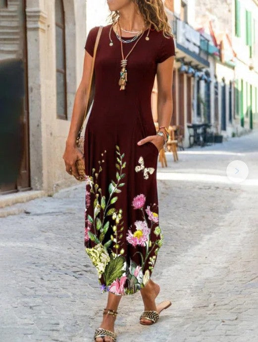 Vestido com Estampado e Decote Redondo - Veron&Co