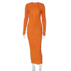 Vestido com Decote Redondo e Manga Comprida - Veron&Co