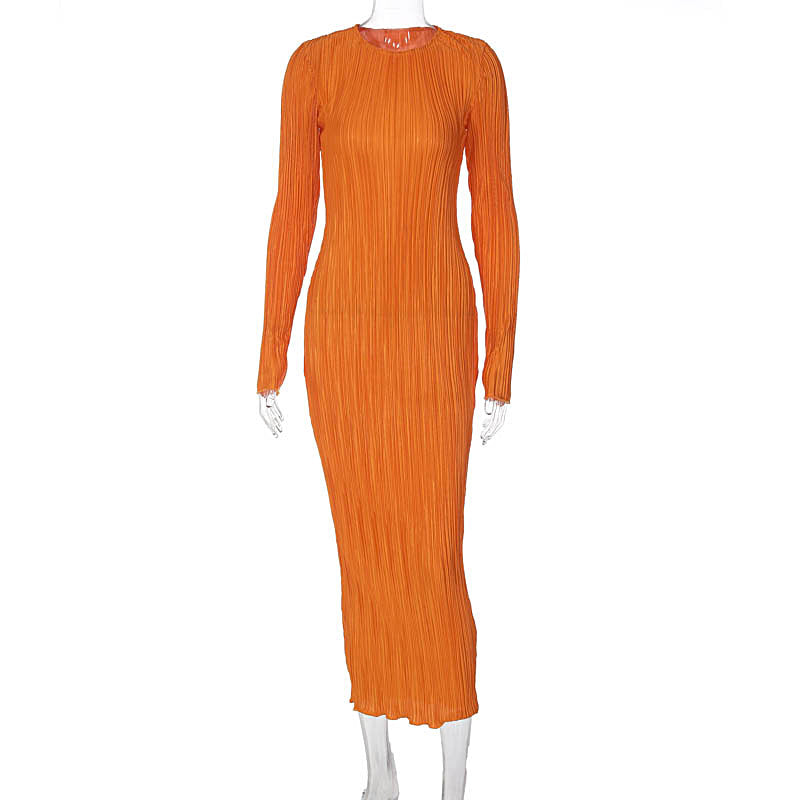 Vestido com Decote Redondo e Manga Comprida - Veron&Co