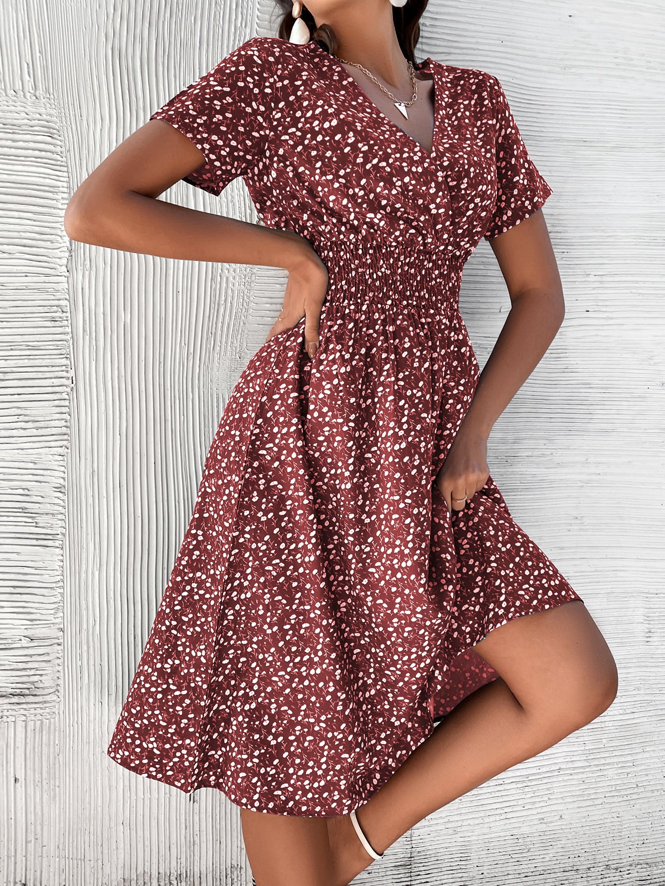 Vestido com Estampado Floral e Estampado - Veron&Co