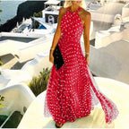 Vestido Longo com Estampado e Pregas - Veron&Co