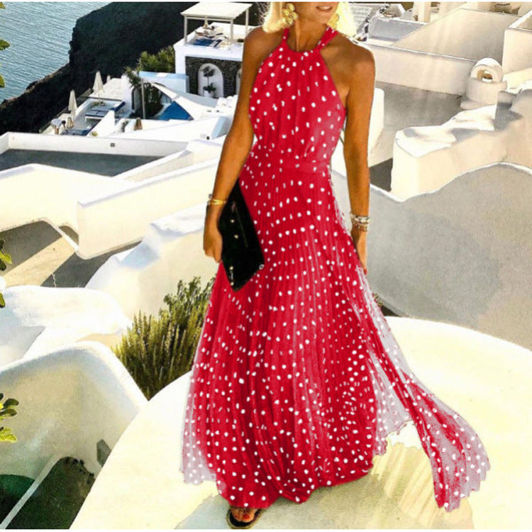 Vestido Longo com Estampado e Pregas - Veron&Co