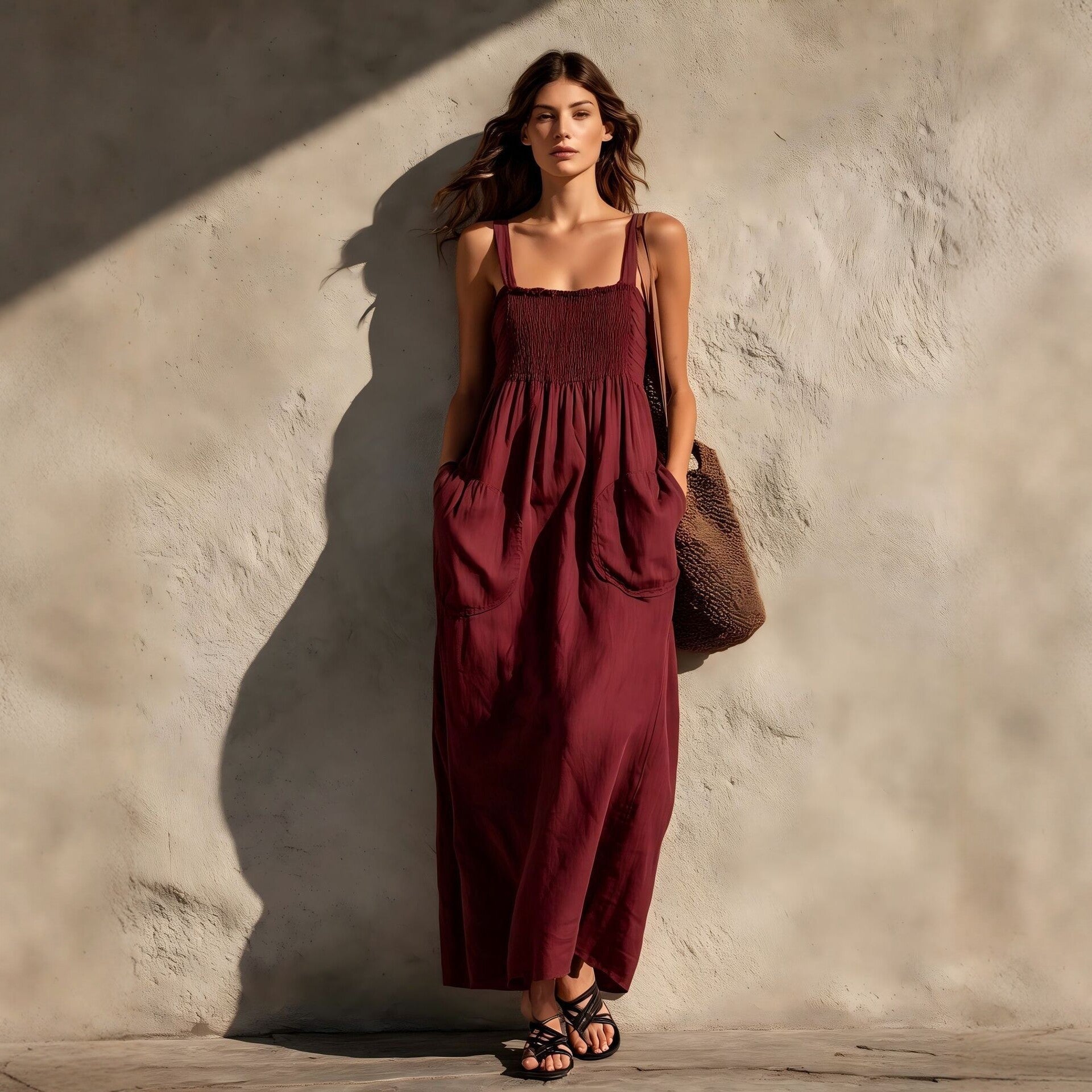 Vestido Longo em Algodão com Alças Finas - Veron&Co