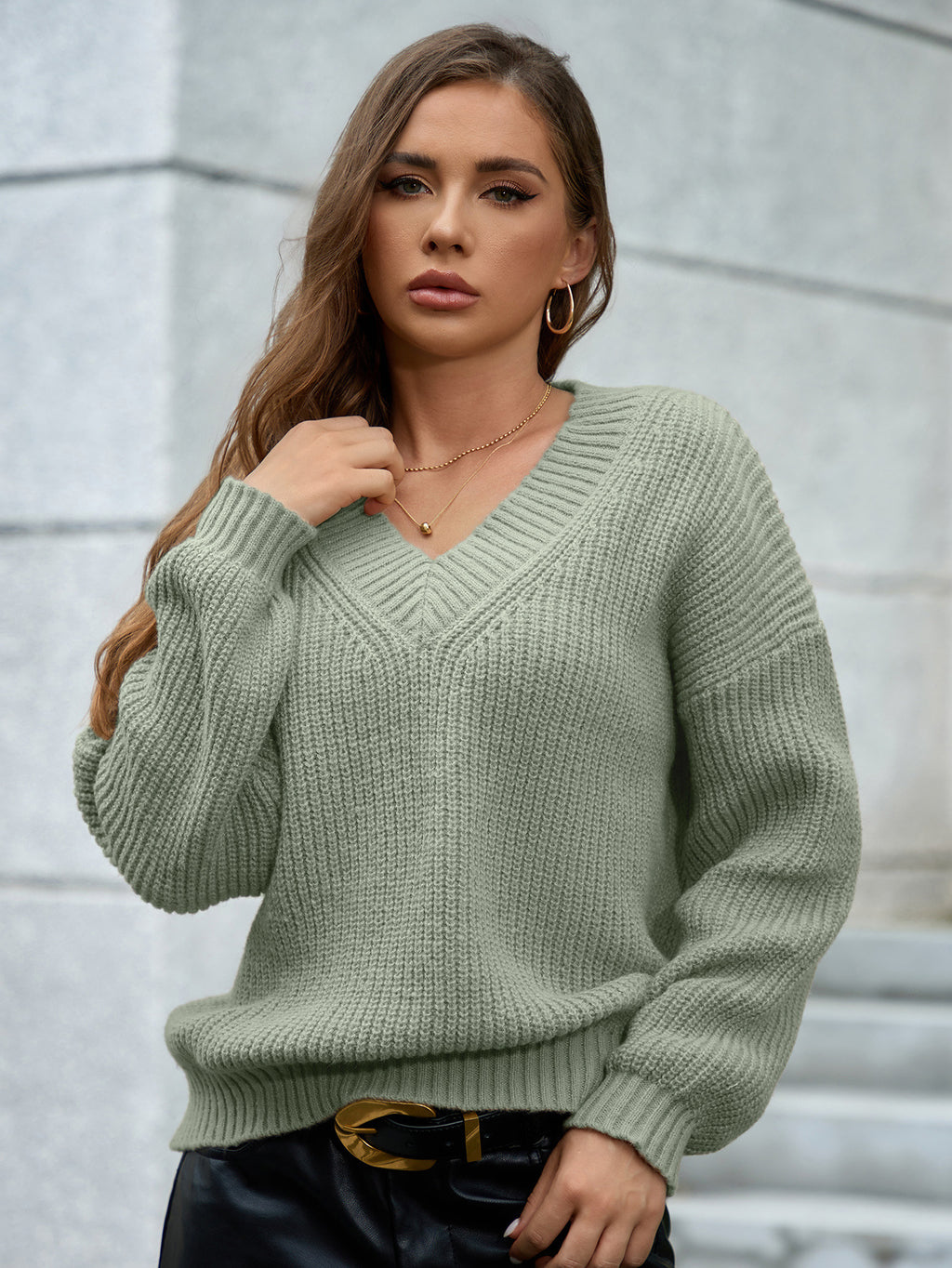 Plain V-Neck Sweater