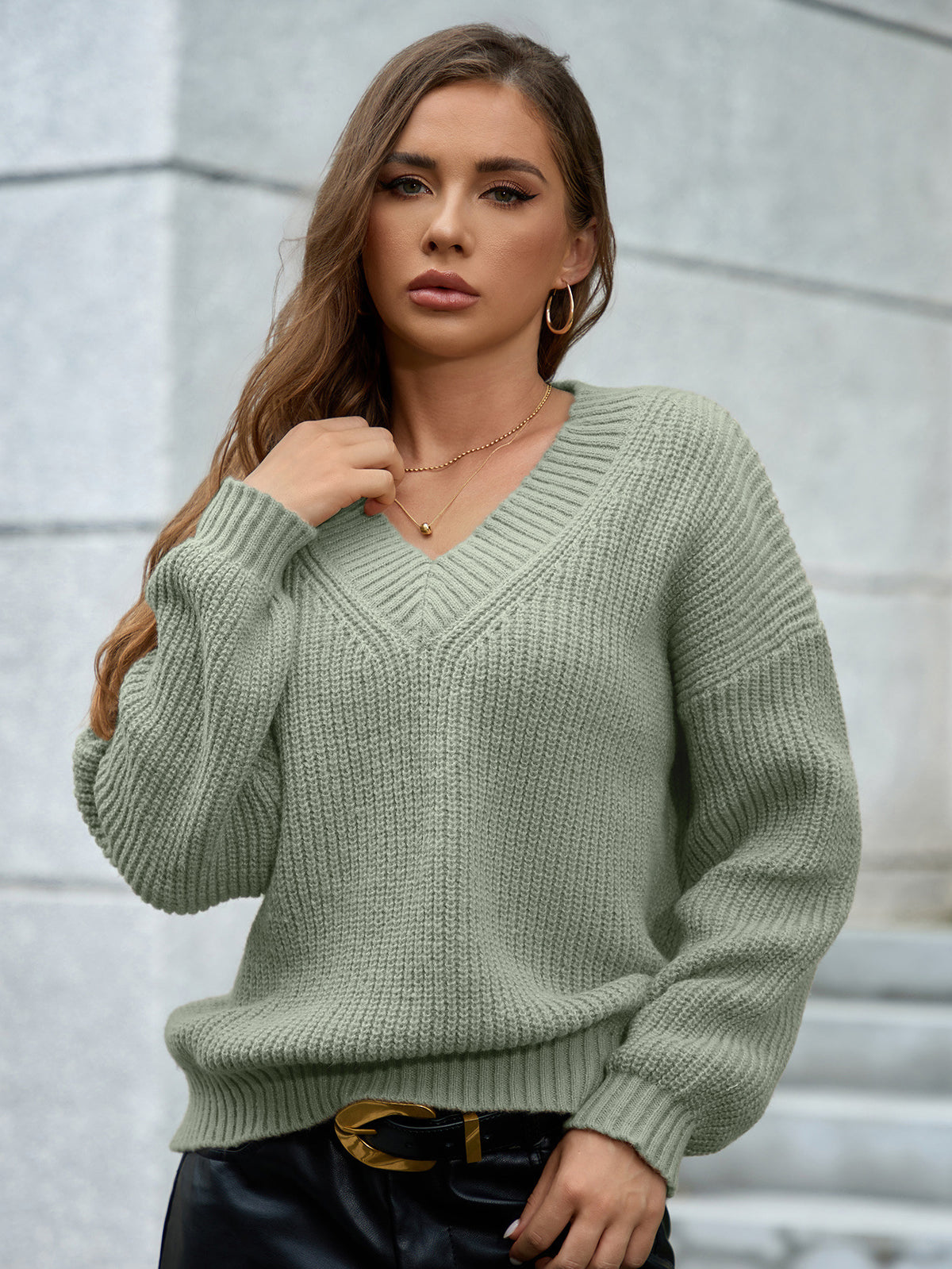 Plain V-Neck Sweater