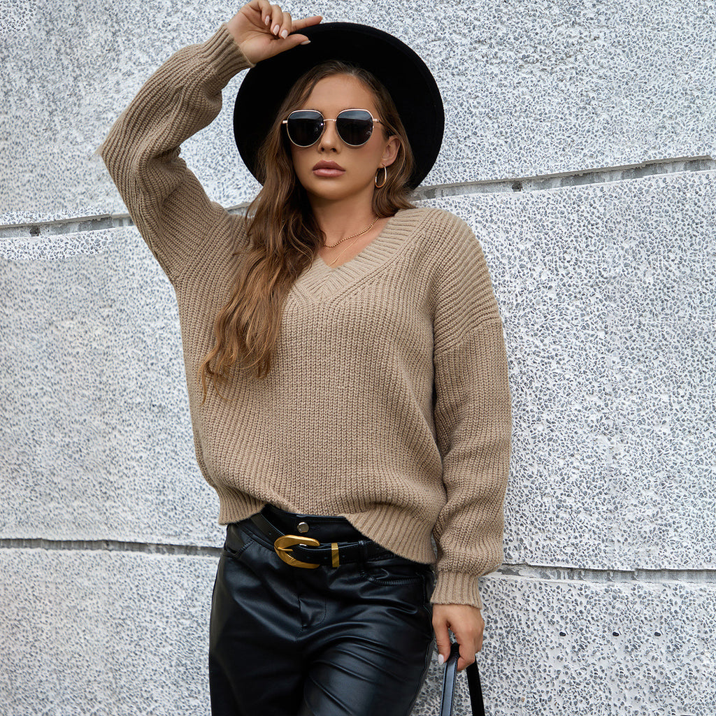 Plain V-Neck Sweater