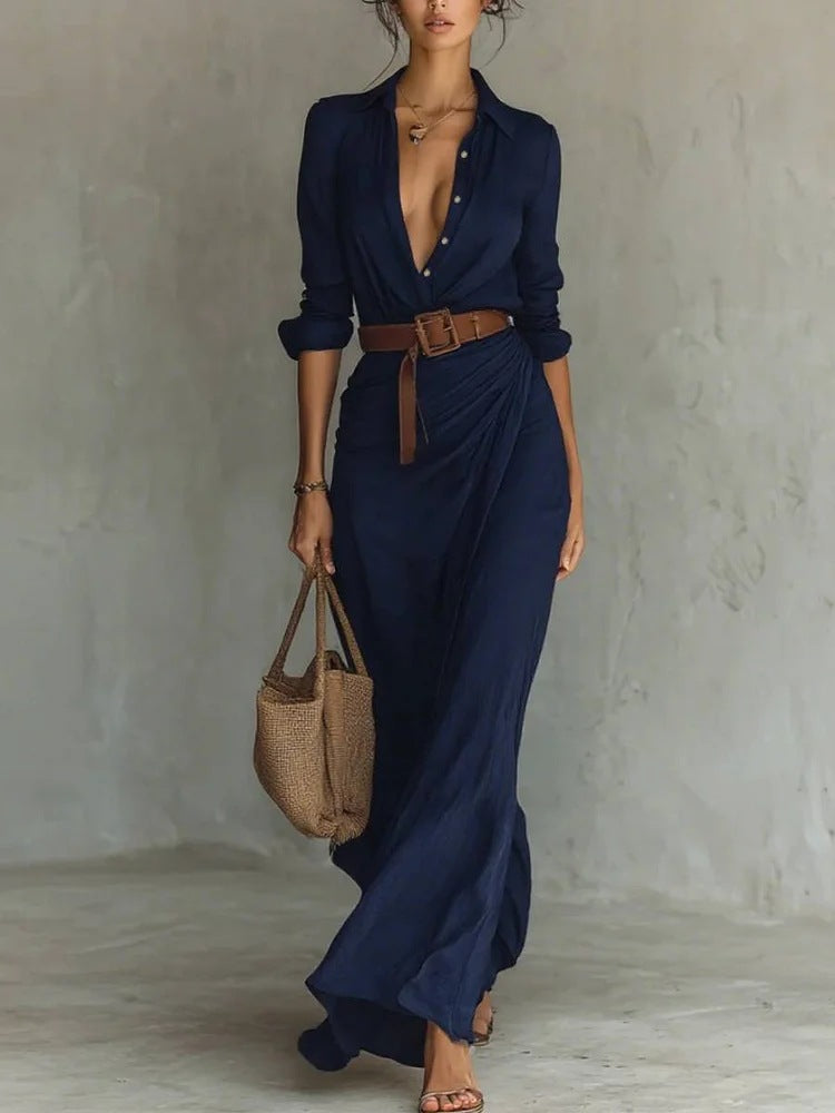 Vestido com Corte Assimétrico e Pregas - Veron&Co