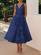 Vestido com Estampado e Decote em V - Veron&Co