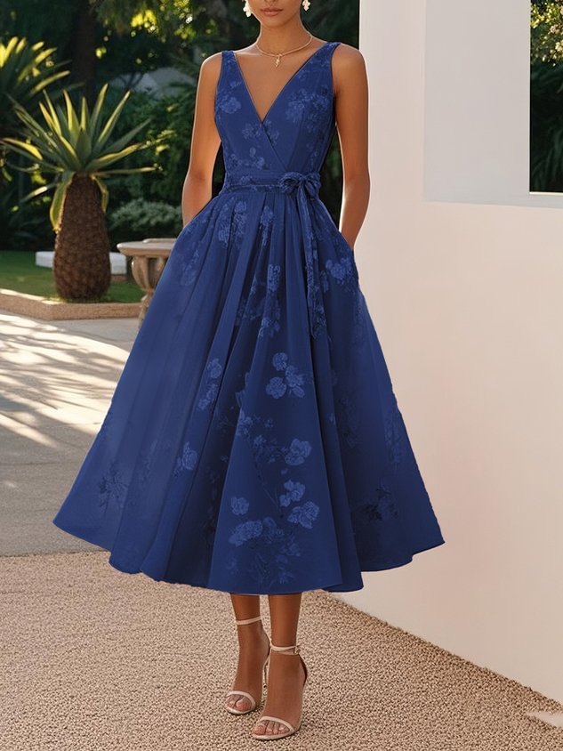 Vestido com Estampado e Decote em V - Veron&Co